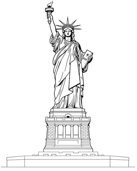 Photo coloring page of printable statue ... | Premium Photo #Freepik #photo #coloring-page #american-art #statue-liberty #american-symbol How To Draw The Statue Of Liberty, Easy Kids Costumes, Statue Of Liberty Art, Statue Of Liberty Drawing, Statue Of Liberty Tattoo, Photo Coloring, Statue Liberty, Liberty Tattoo, Bottle Designs