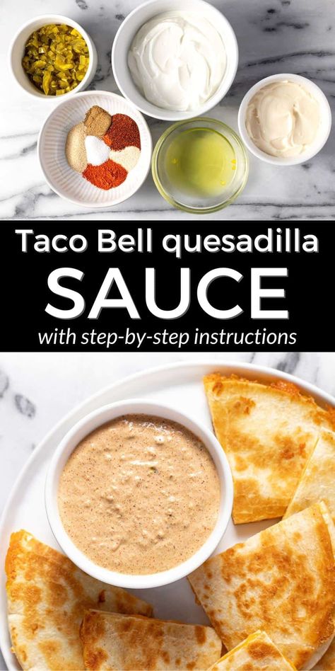 5 Minute Copycat Taco Bell Quesadilla Sauce Volcano Taco Taco Bell, Diy Taco Bell Quesadilla Sauce, Keto Spreads, Taco Bell Jalapeno Sauce, Taco Condiments, Homemade Quesadillas, Taco Bell Quesadilla Sauce, Quesadilla Sauce, Taco Bell Quesadilla