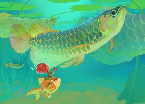 ArtStation - I drew an arowana fish for the Lunar New Year of the Dragon, bui quang thinh