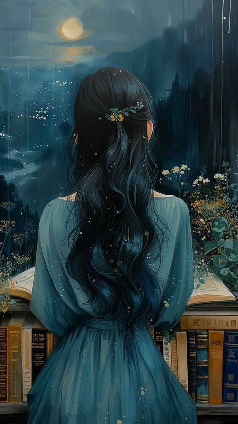 Magic Digital Art, Novel Aesthetic, Digital Art Gift, Anime Show, Book Corner, The Moon Is Beautiful, Digital Screen, Girly Art Illustrations, Dreamy Art