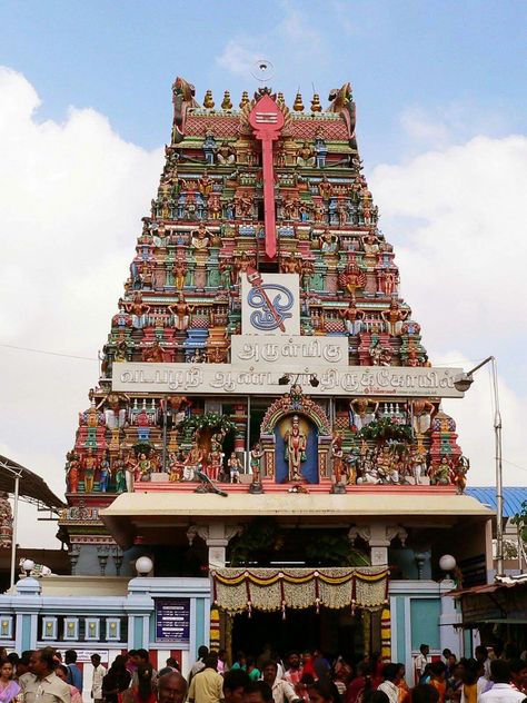 Beautiful Vadapalani Muruga Temple in Chennai, #TamilNadu, India Plain Blue Background, Murugan Temple, Singapore Tour Package, Malaysia Tour, Singapore Tour, Honeymoon Tour Packages, Indian Temple Architecture, Blue Background Wallpapers, Lord Murugan Wallpapers