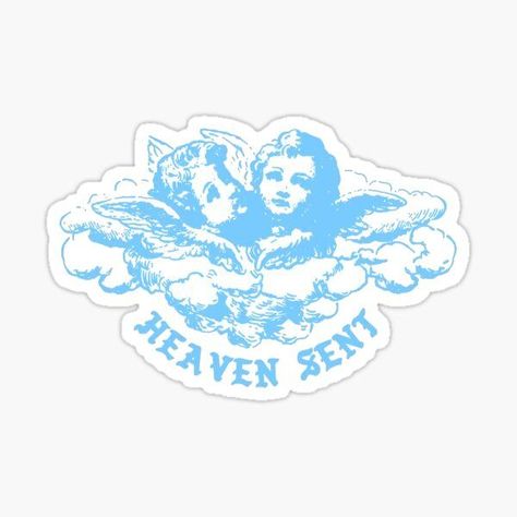 blue heaven sent angels sticker Brandy Melville Stickers, Text Tattoo, Heaven Art, Classic Cartoon Characters, Phone Stickers, Fashion Art Illustration, Heaven Sent, Classic Cartoons, Diy Phone Case