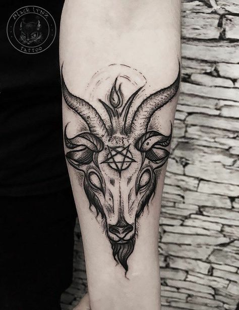 Lynx Tattoo, Gotik Tattoo, Satanic Tattoos, Occult Tattoo, Evil Tattoos, Goth Tattoo, Goat Head, Aries Tattoo, Muster Tattoos