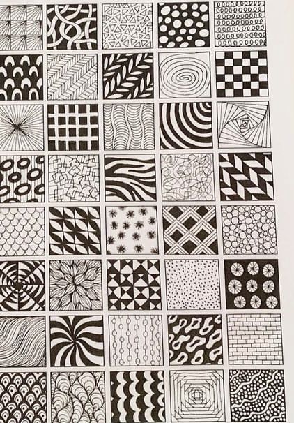 Different Designs Pattern, Pattern Examples Art, Lines And Dots Design Patterns, Pretty Designs To Draw Pattern, Zendoodle Patterns Step By Step, Patterns Drawing Simple Doodle Art, Doodle Line Patterns, Zentagle Drawing Ideas Easy, Square Patterns Drawing