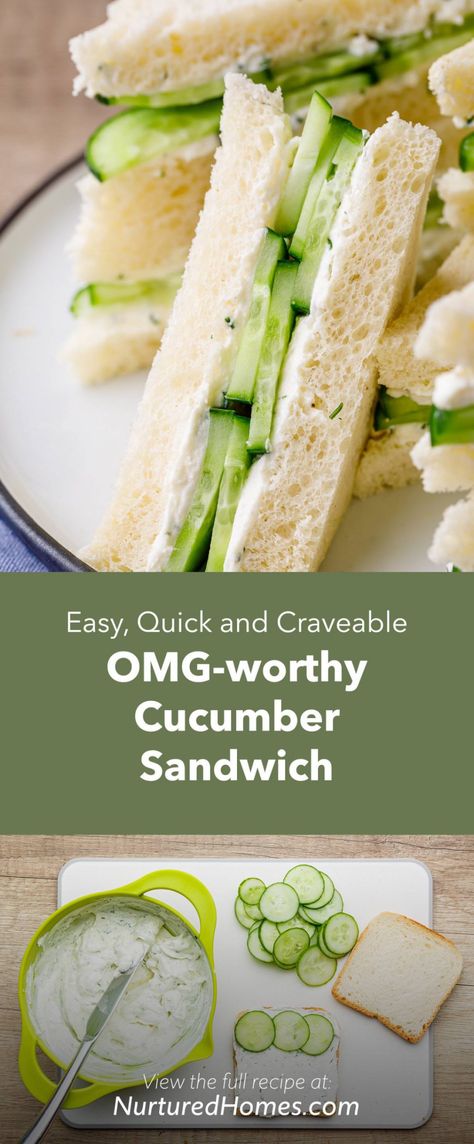 OMG-worthy Cucumber Sandwich Recipe (Easy, Quick and Craveable) - Nurtured Homes Birthday Sandwich Ideas, Summer Meal Recipes, Cucumber Cream Cheese Sandwiches, Greek Lunch, Cucumber Sandwiches Recipes, Cucumber Sandwich, Cream Cheese Sandwiches, Cucumber Tea Sandwiches, Lemon Cream Pies