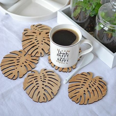 1950s Bedroom, Popular Home Decor, Laser Cut Coaster, Laser Cut Wood Crafts, Diy Workbench, Laser Engraved Ideas, Hexagon Coasters, Minimalist Home Interior, Laser Art