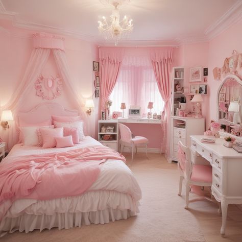 For inspiring girls' bedroom ideas, you’ve come to the right place. We’ve curated designer examples that are both stylish and functional. From bunk beds Pink Princess Bedroom Ideas, Small Pink Room Ideas, Pink Girly Room Aesthetic, Girly Girl Bedroom, Kawaii Pink Room, Room Inspiration Bedroom Cozy, Dream Bedroom Inspiration, Cute Bedroom, Luxury Room Bedroom