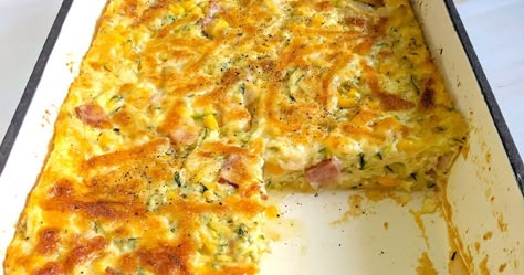 Impossible sweetcorn, bacon and zucchini slice Alabama Quilt, Christmas Dinner Sides, Bacon Zucchini, Savoury Slice, Easy Dinner Options, Impossible Pie, Quiche Recipes Easy, Slice Recipe, Zucchini Slice