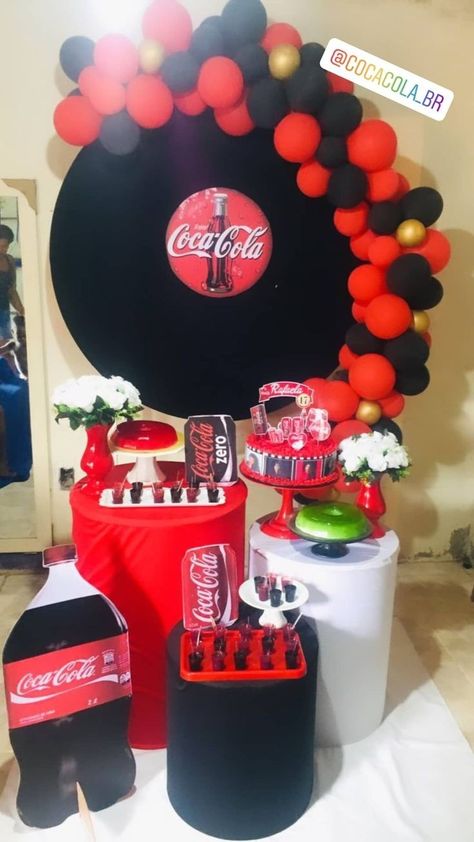 Coca Cola Party Theme, Tardis Cake, Coca Cola Party, Coca Cola Cake, Balloon Arch Decorations, Coca Cola Decor, Cola Cake, Grandma Birthday, Christmas Decorations Diy Outdoor