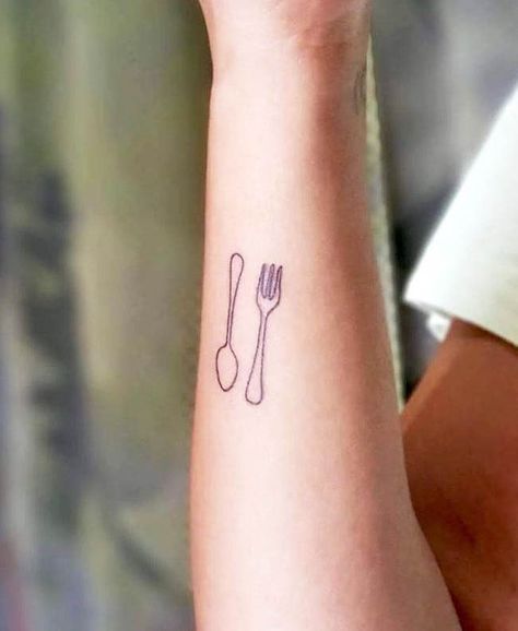 Foodie Tattoo, Fork Tattoo, Baking Tattoo, Cooking Tattoo, Ice Cream Tattoo, Avocado Tattoo, Wine Tattoo, Candy Tattoo, Sister Tat