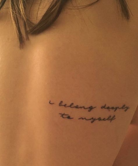 Self Trust Tattoo, I Belong Deeply To Myself, Myself Tattoo, Trending Tattoos, Discreet Tattoos, Dainty Tattoos, Subtle Tattoos, Dope Tattoos, Word Tattoos