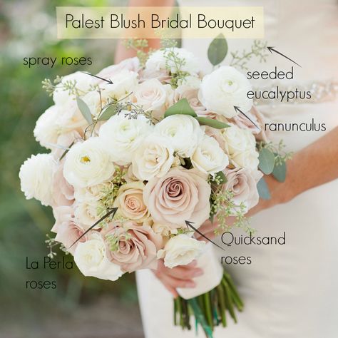 Bouquet Recipe, Blush Bouquet Wedding, Blush Bridal Bouquet, Blush Bouquet, Blush Wedding Flowers, Bridal Bouquet Flowers, Flower Food, Wedding Bridal Bouquets, Cream Roses