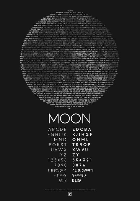 FONT POSTER. MOON. on Behance Law Web, Moon Font, Dafont Fonts, Poster Moon, After Earth, Yellow Letters, Vector Alphabet, Vintage Colour Palette, Aesthetic Moon