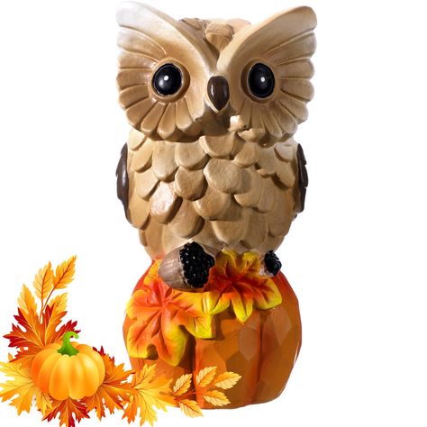 PRICES MAY VARY. Harvest Decoration: the owl pumpkin statue is a symbol of wisdom and abundance, with pumpkins and acorns as decorative elements, it captures the essence of fall and Thanksgiving, embodying the spirit of gratitude during the harvest festival, nice for fall and Thanksgiving table decoration Suitable Size: measuring approximately 6.9 x 4.9 x 3.2 inches, this owl table decor can be placed on your shelf, desk, table, or tiered tray; They are also easy to move and store Exquisite Resi Table Centerpieces Thanksgiving, Thanksgiving Owl, Pumpkin Table Centerpiece, Thanksgiving Table Decoration, Owl Table, Owl Pumpkin, Fall Owl, Thanksgiving Table Decor, Shelf Desk