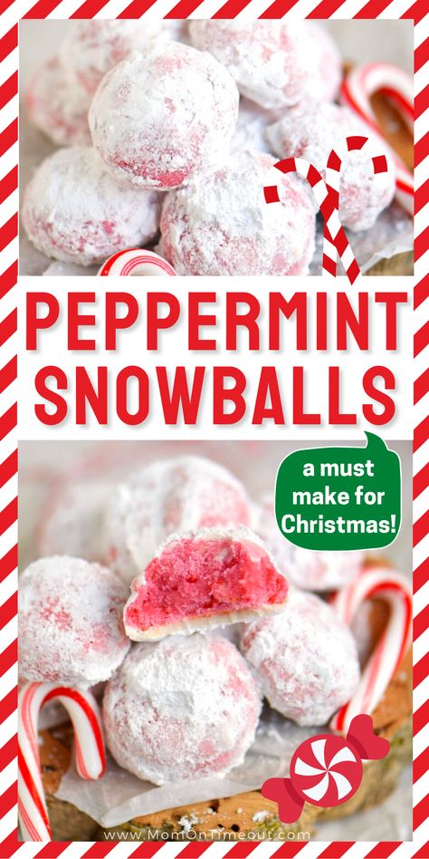 Peppermint Snowballs Cookies, Christmas Snowball Cookies Recipes, Peppermint Swig Cookies, Peppermint Cake Balls, Peppermint Balls Christmas, Peppermint Snowball Cookies, Holiday Desserts Christmas Cookies, Easy Peppermint Cookies, Christmas Peppermint Desserts