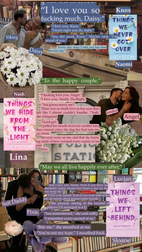 Knockemout's happy couples Lucy Score, Romcom Books, Romance Series Books, Romantic Book Quotes, Collage Book, Recommended Books To Read, Inspirational Books To Read, Top Books To Read, Romantic Books