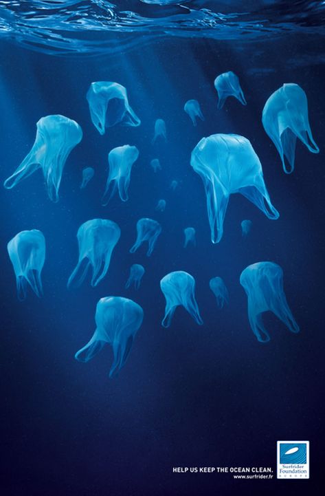 Thoughtful environmental advertising. I'd love to see plastic bags banned altogether; in the meantime England should definitely follow Wales and Ireland and charge for them. Organic Beauty, Jellyfish, Ocean Life, Aquatic Life, Eyes Model, In The Ocean, Makeup Skincare, Plastic Bags, Sea Creatures