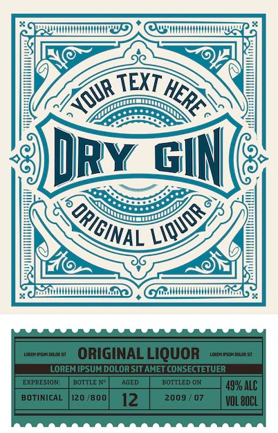 Gin Label Design, Rakel Sablon, Gin Label, Antique Logo, Liquor Bottle Labels, Bottle Logo, Whiskey Label, Bottle Design Packaging, Alcohol Packaging