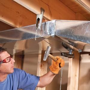 Install wider, flatter heating and cooling ducts (you can have them custom made) to increase headroom in your basement, especially when finishing the ceiling. Basement Bathrooms, Low Ceiling Basement, Basement Decorating, Diy Basement, Air Ducts, Small Basements, Waterproofing Basement, Basement Ceiling, Basement Walls