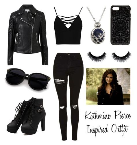 "Katherine Pierce Inspired Outfit" by giuliagiugni on Polyvore featuring moda, Topshop, Witchery, Felony Case e Boohoo Katherine Pierce Outfits Aesthetic, Tv Inspired Outfits, Katherine Vampire Diaries Outfits, Katherine Pierce Outfit Ideas, Tvdu Inspired Outfits, Vampire Outfit Inspiration, Tvd Katherine Outfits, Katherine Pierce Outfits Halloween, Kathrine Pierce Outfit