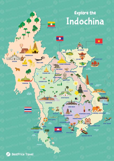 tourist map, indochina travel, vietnam map, thailand map, laos map, cambodia map, myanmar map Laos Art, Cambodia Map, French Indochina, Vietnam Map, Weather In India, Vietnam Backpacking, Feather Scarf, Backpacking India, Backpacking South America