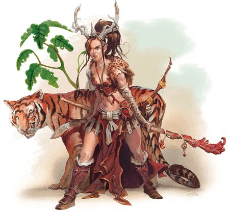 Moon Druid, Fantasy Grunge, Jesper Ejsing, Dnd Druid, Wild Shape, Dark Sun, Dungeons And Dragons Characters, Mystical Creatures, Animal Companions