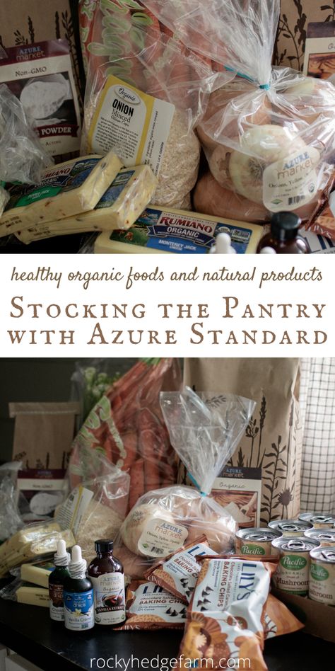 Homesteader pantry stocking with azure standard online bulk grocery shopping. Essential staples list. Bulk Grocery Shopping, Stocked Pantry List, Bulk Pantry Staples, Homestead Grocery List, Bulk Pantry Storage, Homestead Pantry Staples, Homemade Pantry Staples, Homesteading Pantry, Pantry Prepping