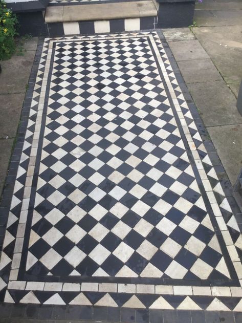 Encaustic Reclaimed Antique Victorian floor path tiles x 12 tiles | eBay Victorian Tiled Path, Path Tiles, Victorian Path, Antique Stone Flooring, Victorian Mosaic Tile, Victorian Front Garden, Hallway Landing, Bungalow Conversion, Victorian Hall