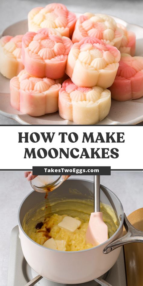 Chinese Moon Cakes Recipe, Easy Desserts To Bake At Home, Chinese New Year Moon Cakes, Easy Recipes For A Snack, Mooncake Recipe Chinese Moon Cake, Asian Baking Desserts, Sweet Mooncake Recipe, Easy Tasty Dessert Recipes, Moon Cake Recipes