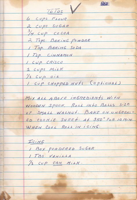 Gram's handwritten recipe Handwritten Cookie Recipes, Old Recipes Vintage Cook Books, Handwritten Recipe Book, 1950s Recipes, Hand Written Recipes, Pb2 Recipes, Chocolate Fudge Cake Recipe, Grandma Cookies, Recipes Vintage