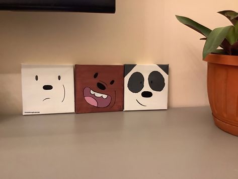 Two Small Canvas Paintings, 3 Best Friends Painting, Trio Canvas Painting Ideas, Trio Canvas Painting, Trio Painting Ideas On Canvas, Small Canvas Art For Best Friend, Canvas Painting Gift Ideas For Friend, We Bare Bears Painting Canvas, Mini Canvas Ideas Easy