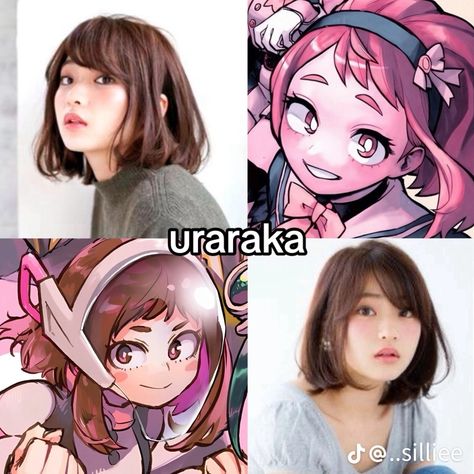 Ochako Haircut, Mha Oc Short Hair, Mha Vampire Quirk Oc, Mha Oc Insert, Mha Future Kids, Uraraka Redesign, Uraraka Screencaps, Mha Oc Reference, Ochako Aesthetic