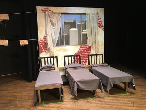 Annie Play Set Design, Annie Orphanage Set Design, Annie The Musical Set Design, Annie Jr Musical Set Design, Annie Jr Props, Peter Pan Jr Set Design, Annie Set Design Ideas, Annie Jr Set, Annie Jr Set Design