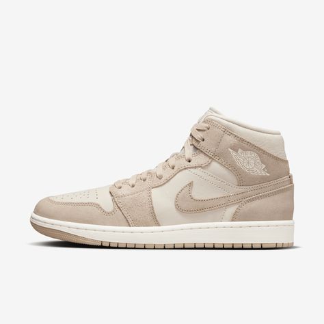 Tan Jordan 1 Outfit Women, Trendy Jordans For Women, Shoes Jordan Women's, Neutral Jordans, Cute Nike Shoes For Women, Shoes For Teenage Girl, Jordan 1s Women, Women Air Jordans