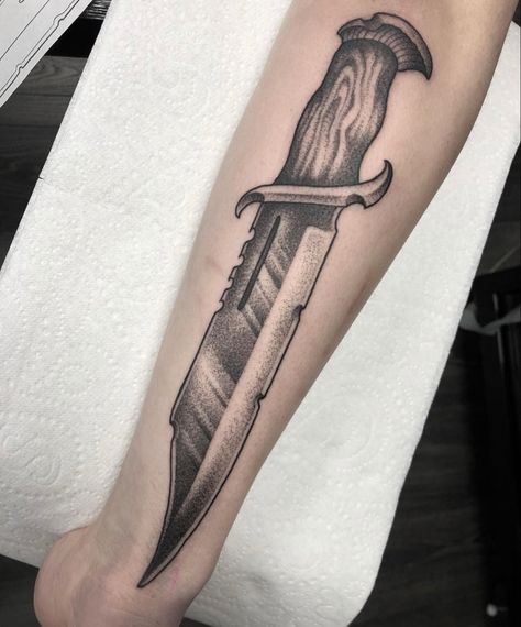 Knife Tattoos For Men, Hunting Knife Tattoo, Fancy Numbers, Knife Tattoo, Buck Knives, Hunting Knife, Cute Tattoos, I Tattoo, Tattoos For Guys