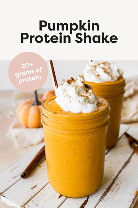 This vegan pumpkin protein shake tastes like pumpkin pie in liquid form but is packed with over 20 grams of protein. It's thick, creamy and makes for a great breakfast or a post-workout treat.