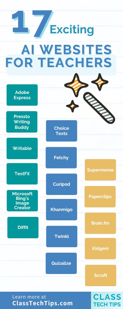 17 Exciting AI Websites for Teachers - Class Tech Tips Website For Teachers, Teachers Hacks, Teacher Skills, Websites For Teachers, Gamify Your Life, Technology Teacher, Techie Teacher, English Teacher Resources, Tips For Teachers