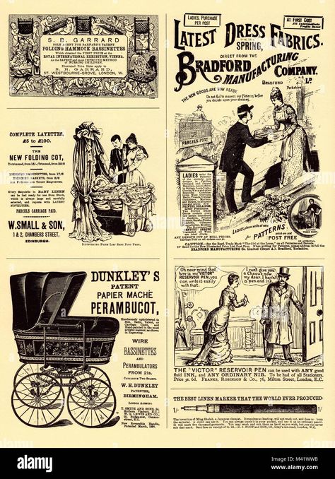 Download this stock image: Selection of Victorian and Edwardian advertisements - M41WWB from Alamy's library of millions of high resolution stock photos, illustrations and vectors. Edwardian Advertisements, Edwardian Illustration, Victorian Advertisements, Victorian Ads, Victorian Tattoos, Victorian Servants, Ppt Ideas, Victorian Tattoo, Victorian Advertising