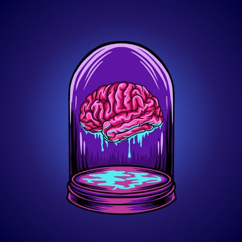 Brain Premium Vector | Free Vector #Freepik #freevector #freelogo #freeparty #freedesign #freehalloween Trippy Brain Art, Trippy Vector Art, Brain Illustration Design, Mind Art Brain Illustrations, Brain Illustration Art, Brain Art Drawing, Freepik Vector Free, Brain Drawings, Brain Wallpaper