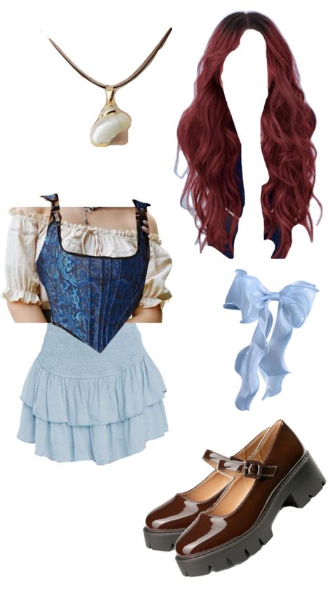 College Ariel Costume, Ariel And Vanessa Halloween Costume, Human Ariel Costume, Ariel Blue Dress Costume, Ariel Diy Costume, Halloween Costumes Ariel, Ariel Costume Halloween, Merida Halloween Costume, Ariel Costume Women