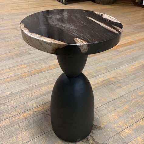 Vintage Wood Side Table, Stone Furniture Design, Martini Tables, Townhome Ideas, Black Sofa Table, Champagne Room, Charleston House, Tahoe Cabin, Walnut Side Table