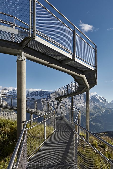 Bridge Railing Design, Steel Walkway, Curved Steel Structure, Pedestrian Bridge Architecture, Bridge Structure Architecture, Steel Bridge Structure, Steel Bridge, Walkway Design, Rock City