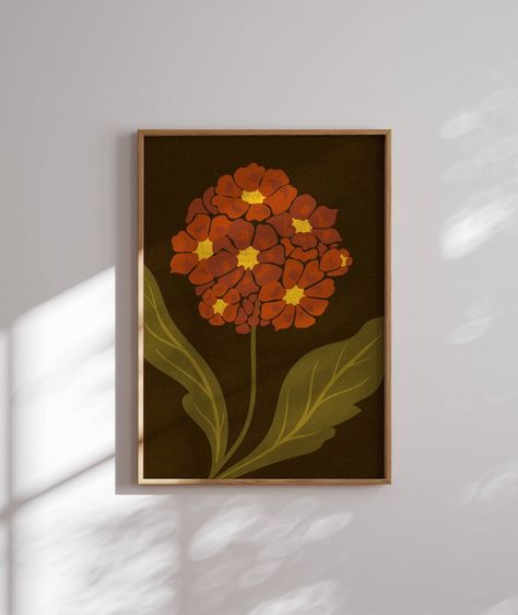 Groovy Wall Art, 70s Wall Art, 70s Decor, Flower Poster, Apartment Aesthetic, Cottagecore Aesthetic, Floral Artwork, Mid Century Decor, Retro Wall Art