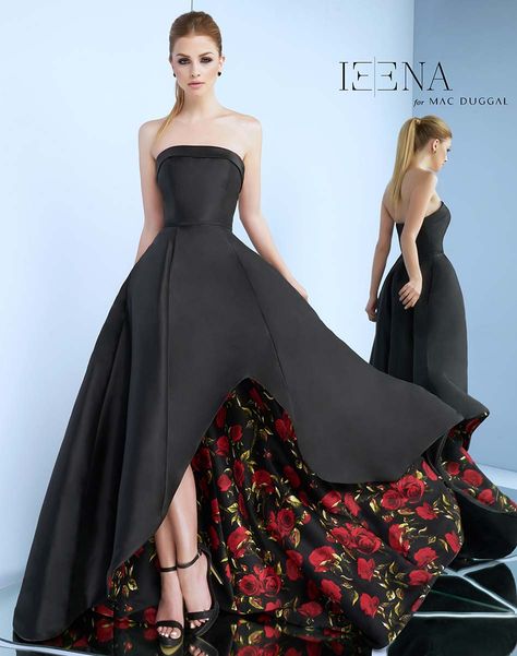 Black High Low Dress Formal, Hi Low Dress Formal, Black Dress With Roses, High Low Skirts, Black Rose Dress, High Low Dresses, High Low Party Dresses, High Low Dress Formal, High Low Evening Dresses