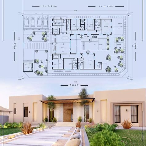 Visualization Archi Sketches, Quotes Parents, Desert House, House Plans One Story, Modern Villa Design, Villa Plan, Home Design Floor Plans, Modern Villa, Desert Homes