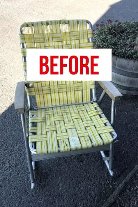 Check out this before and after old rocking chair upcycle. This is a great way to decorate Boho style on a budget. #chairupcyle #bohochair Chair Upcycle, Rocking Chair Makeover, Diy Rocking Chair, Old Rocking Chairs, Upcycle Chair, Metal Rocking Chair, Macrame Chairs, Chair Redo, Style On A Budget