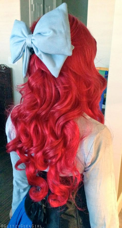 Ariel Inspired Hairstyles, Ariel Inspired Hair, Ariel Hairstyle, Ariel Wig Styling, Ariel Cosplay Dress, Ariel Cosplay Makeup, The Little Mermaid Costume, 2000 Hairstyles, Ariel Red Hair