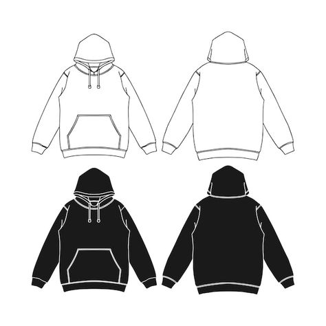 Vector template blank flat black hoodie ... | Premium Vector #Freepik #vector Hoodie Template, Windbreaker Fashion, Uniform Clothes, Design Outline, Clothing Templates, Apparel Design Inspiration, Hoodie Hood, Illustration Flat, Hoodie Mockup