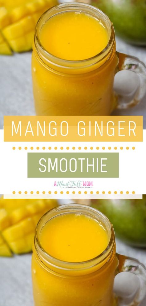 Mango Ginger Smoothie is a family-friendly healthy recipe you can have for breakfast! Start your day with a refreshing dairy-free smoothie. This quick and easy healthy meal is made with frozen mango and fresh ginger. Save this and try it! Mango Ginger Smoothie, Ginger Smoothie Recipes, Easy Winter Recipes, Smoothie Benefits, Blackberry Smoothie, Banana Apple Smoothie, Dairy Free Smoothies, Frozen Mango, Lactose Free Diet