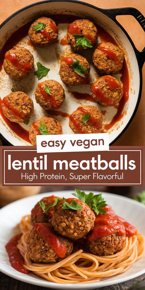 These Easy Vegan Lentil Meatballs are the ultimate high-protein plant-based recipe! Perfect for meal prep, dinner, or a snack, they’re packed with flavor and super satisfying. #VeganMeatballs #HighProtein #EasyVeganRecipes High Protein Vegan Meatballs, Vegan Dinners High Protein, Green Lentil Recipes Vegan, Vegan Dinner Recipes High Protein, Bbq Lentil Meatballs, Lentil Meatballs Easy, Meatless Dinners High Protein, Plant Based Healthy Meals, What To Do With Cooked Lentils